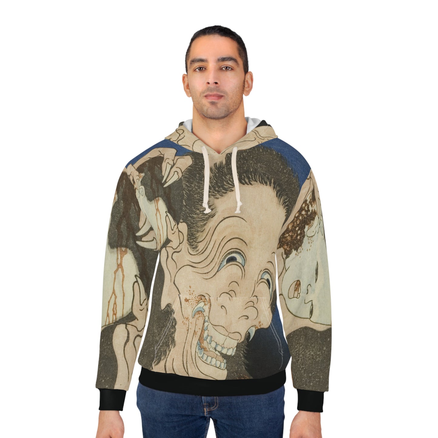 The Laughing Demoness / Hokusai / Unisex Pullover Hoodie (AOP)