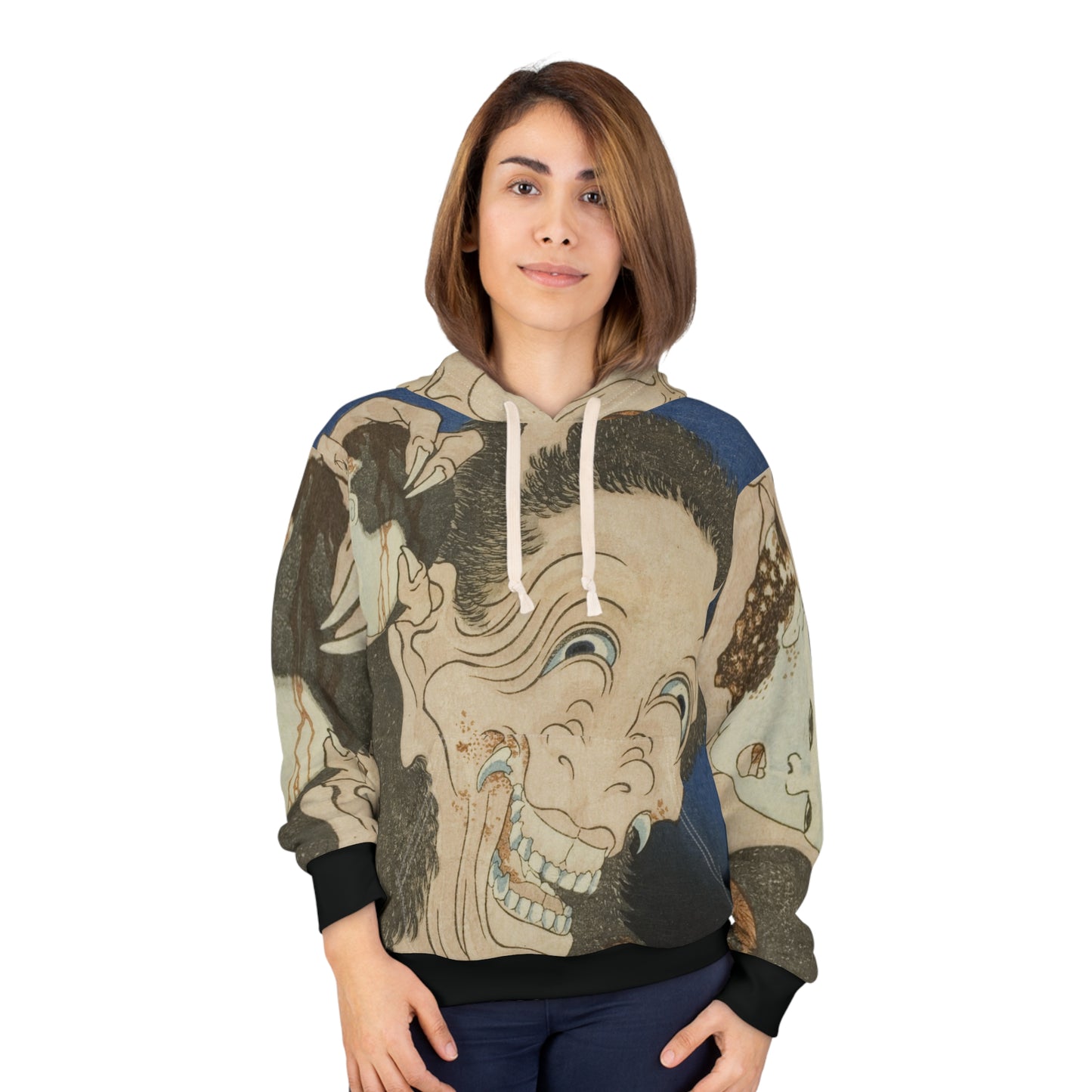 The Laughing Demoness / Hokusai / Unisex Pullover Hoodie (AOP)