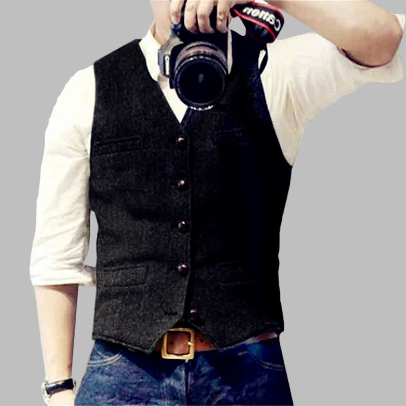Padded Herringbone Retro Vest