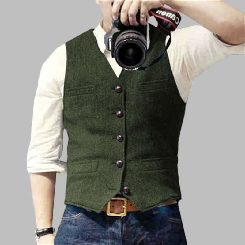 Padded Herringbone Retro Vest