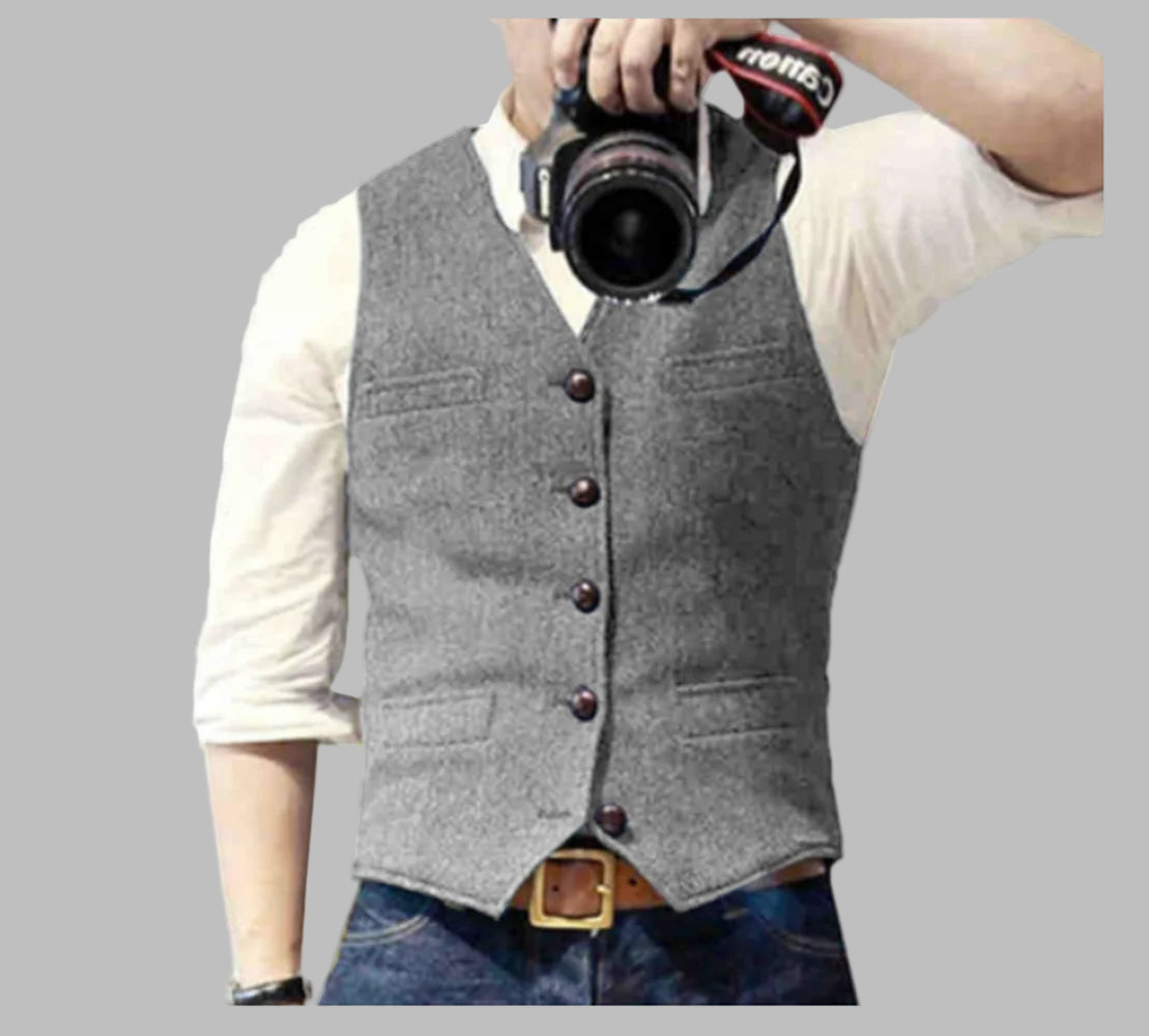 Padded Herringbone Retro Vest