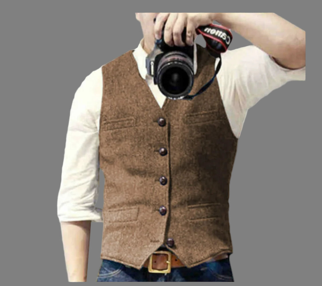 Padded Herringbone Retro Vest