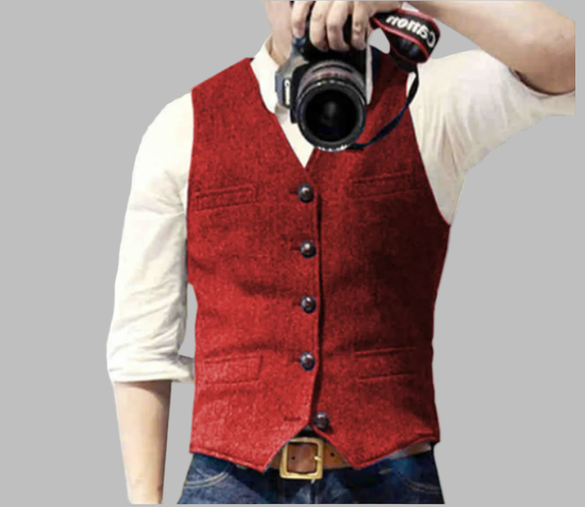 Padded Herringbone Retro Vest