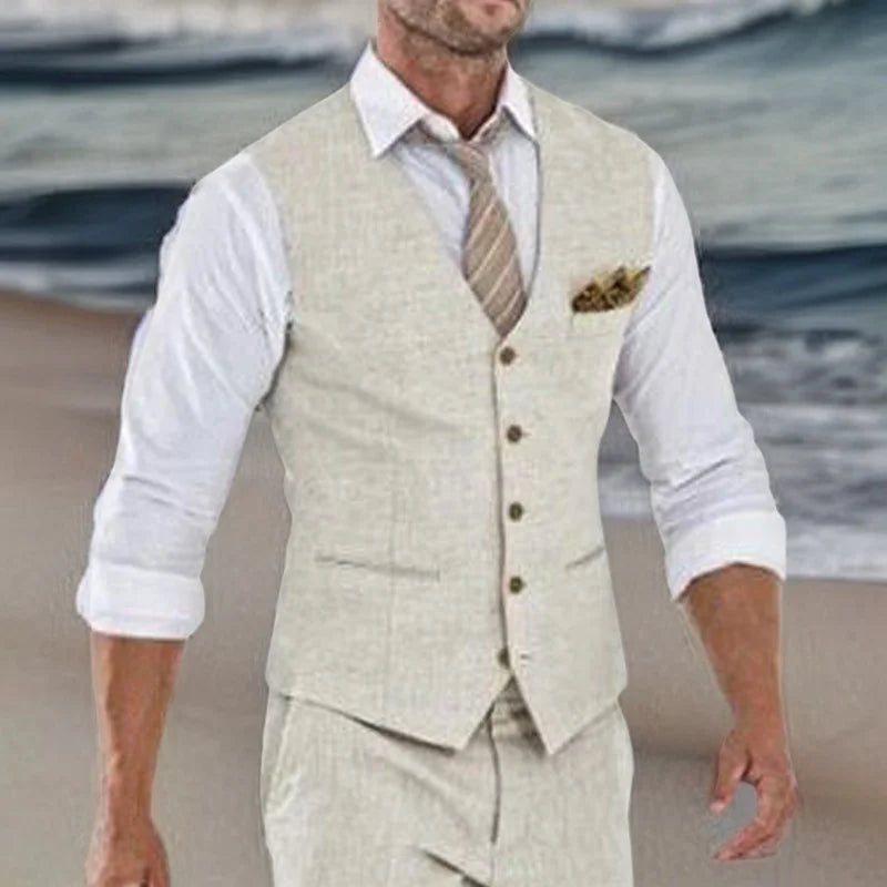 Riviera Linen Waistcoat