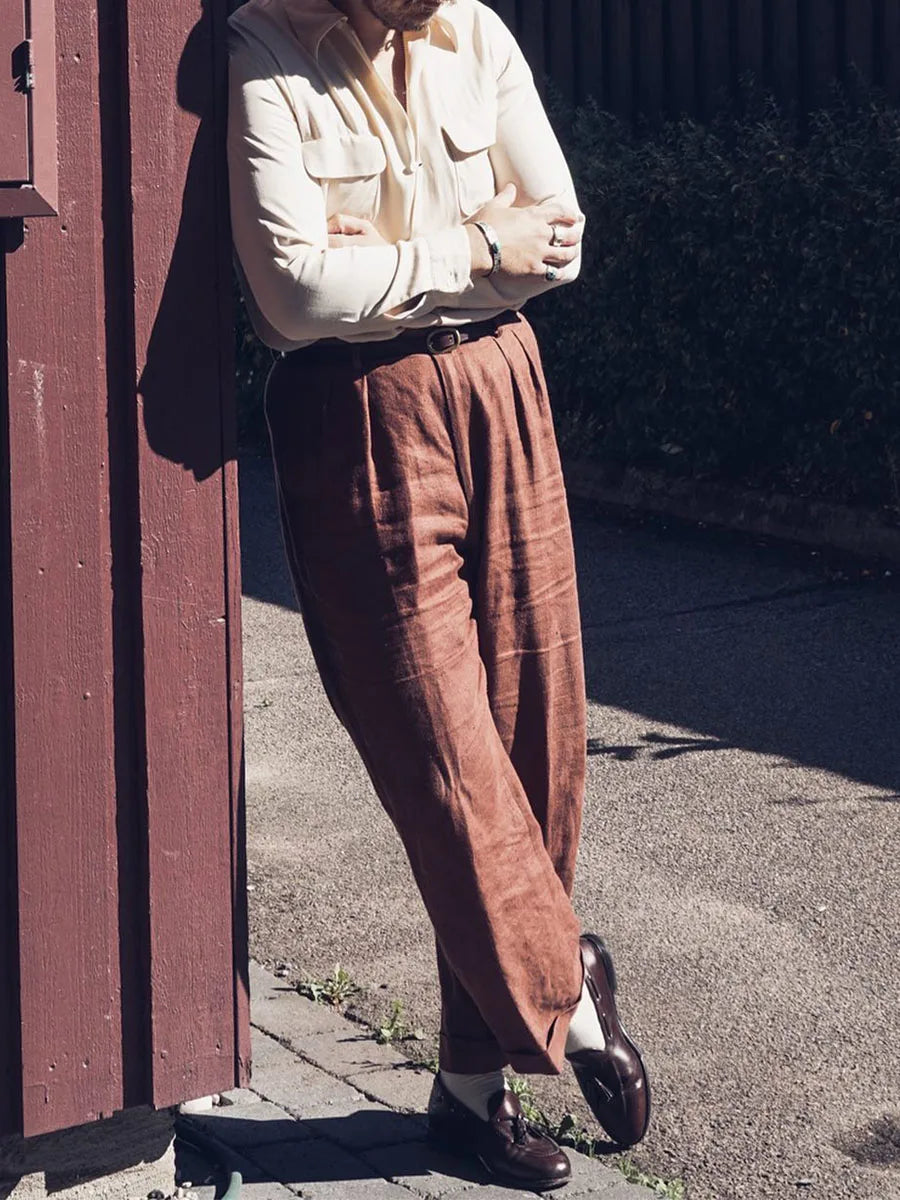 Sandhurst Taupe Linen Pants