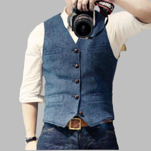 Padded Herringbone Retro Vest