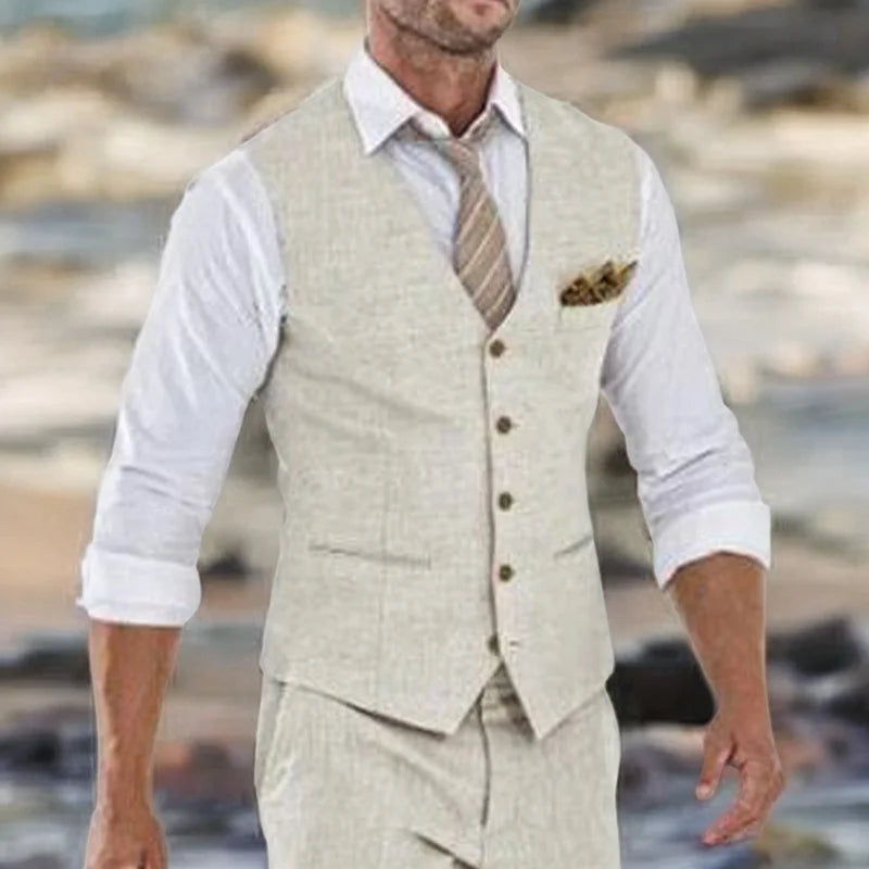 Riviera Linen Waistcoat