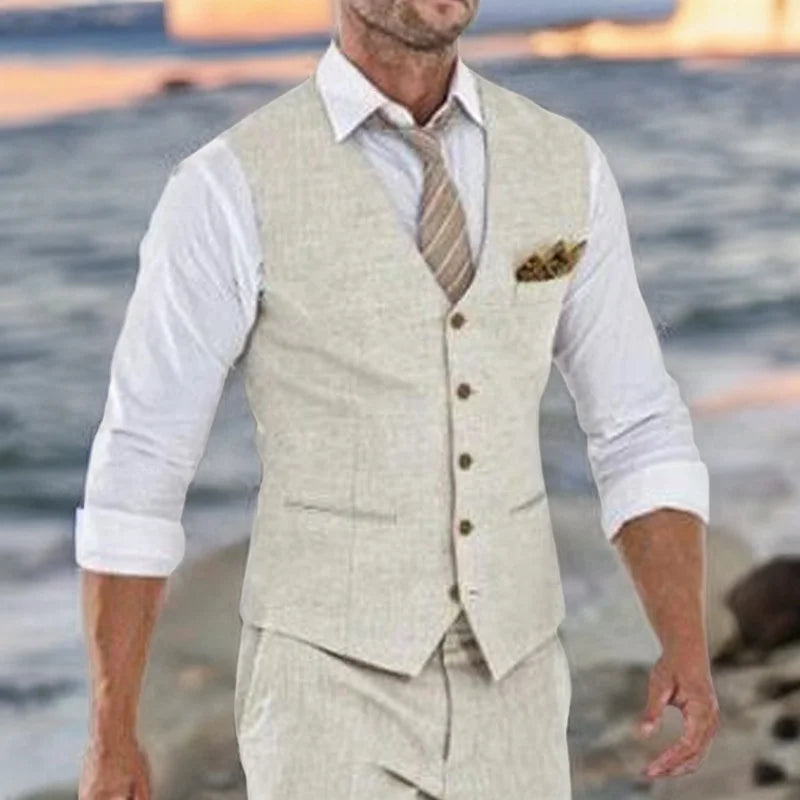 Riviera Linen Waistcoat