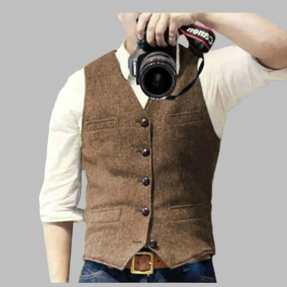 Padded Herringbone Retro Vest